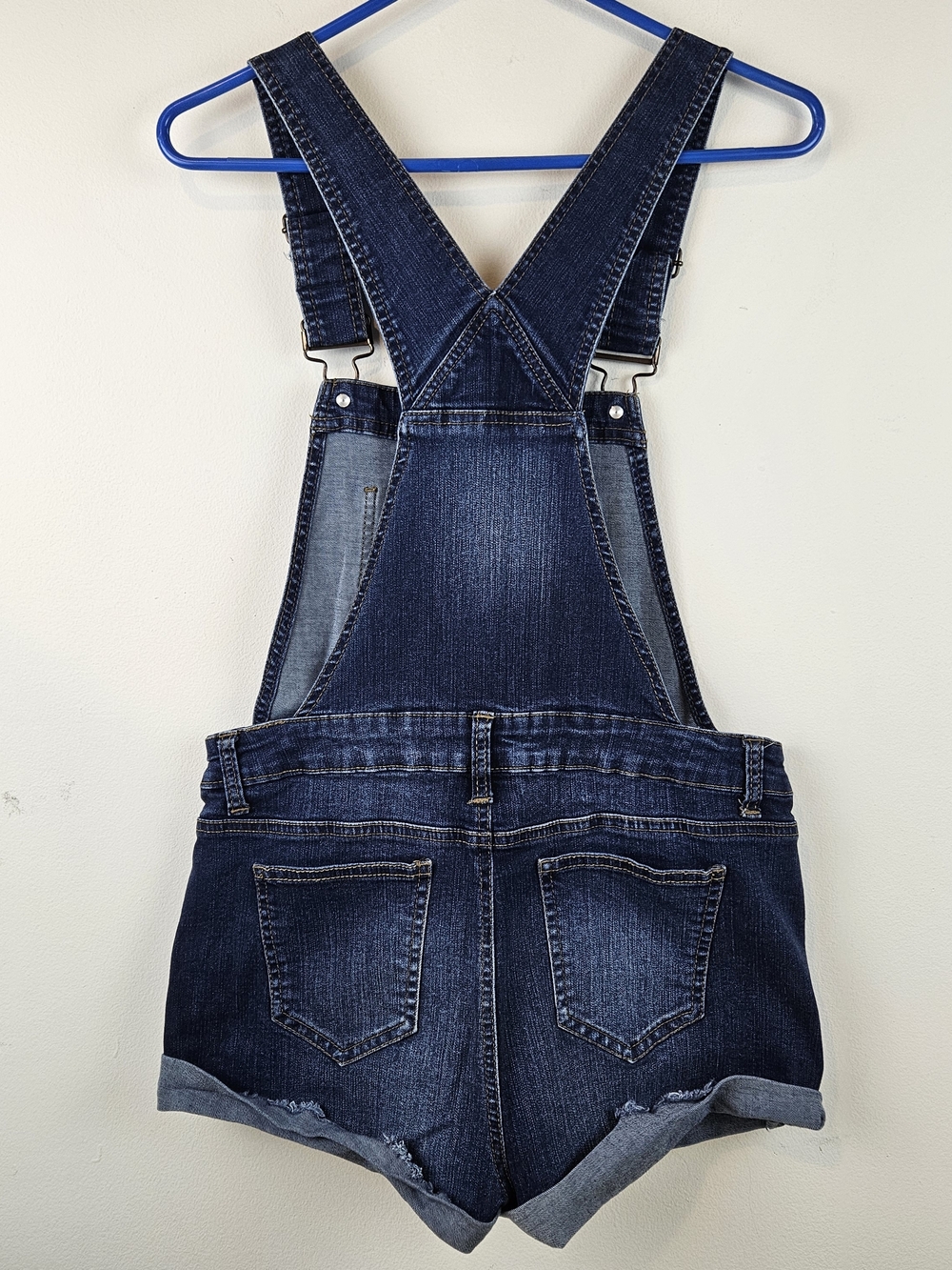 Blue Spice Dark Wash Denim Short Overalls Blue Size 7 - Picture 2 of 14